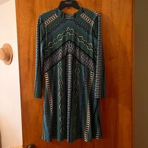 Women’s L Free People Emerald Green Print Mini Dress